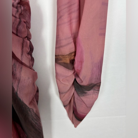 Anthropologie Long-Sleeve Printed Mesh Midi Dress Size Small - Picture 5 of 14